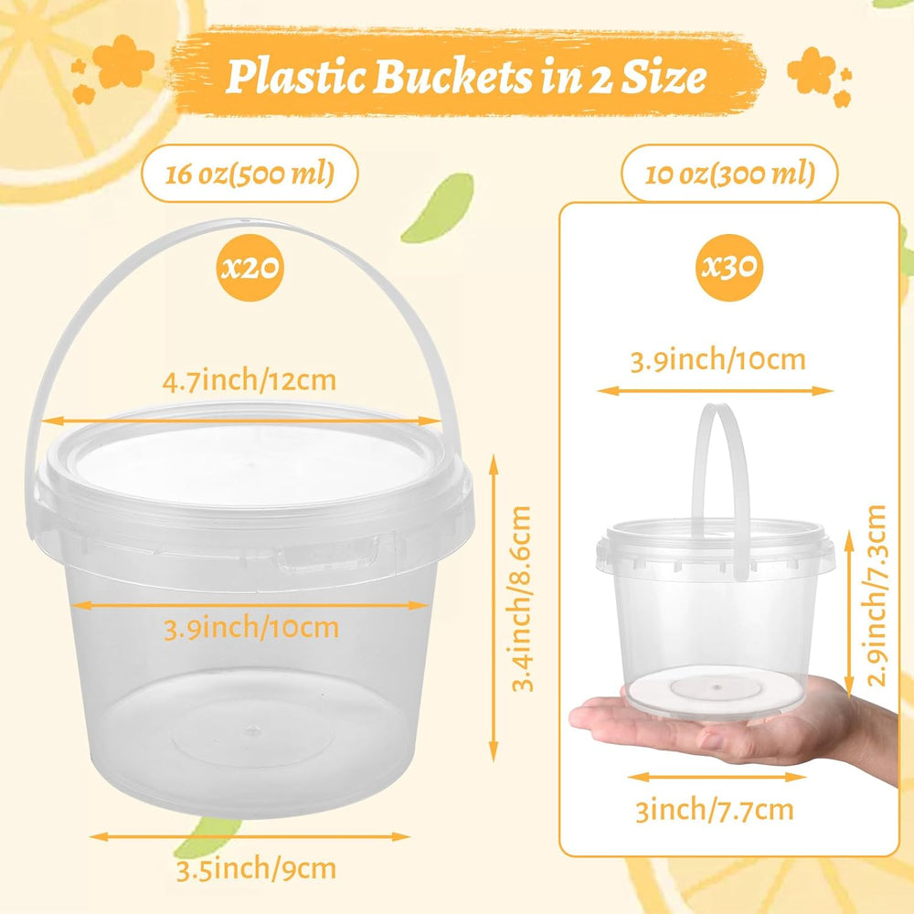CYEAH 50 Pcs 10 oz & 16 oz Slime Containers with Lids and Handles, Plasti...
