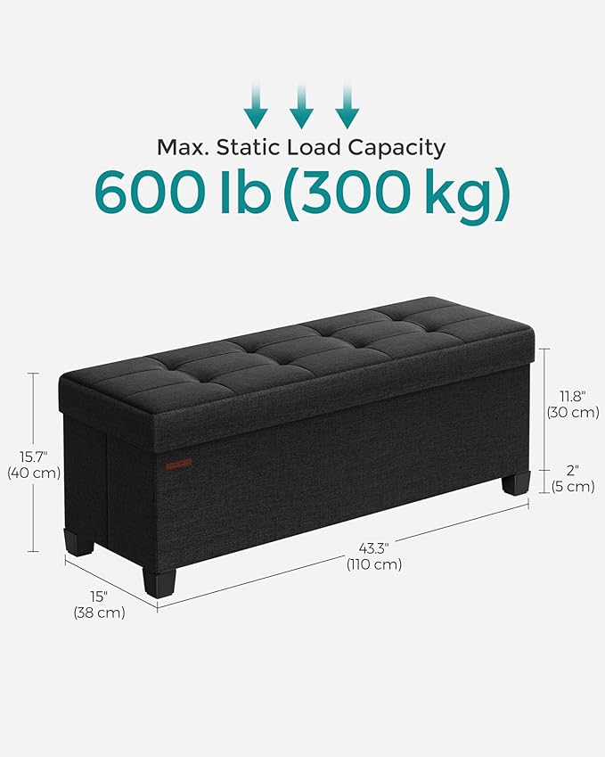 SONGMICS Storage Ottoman Bench, Foldable Foot Rest