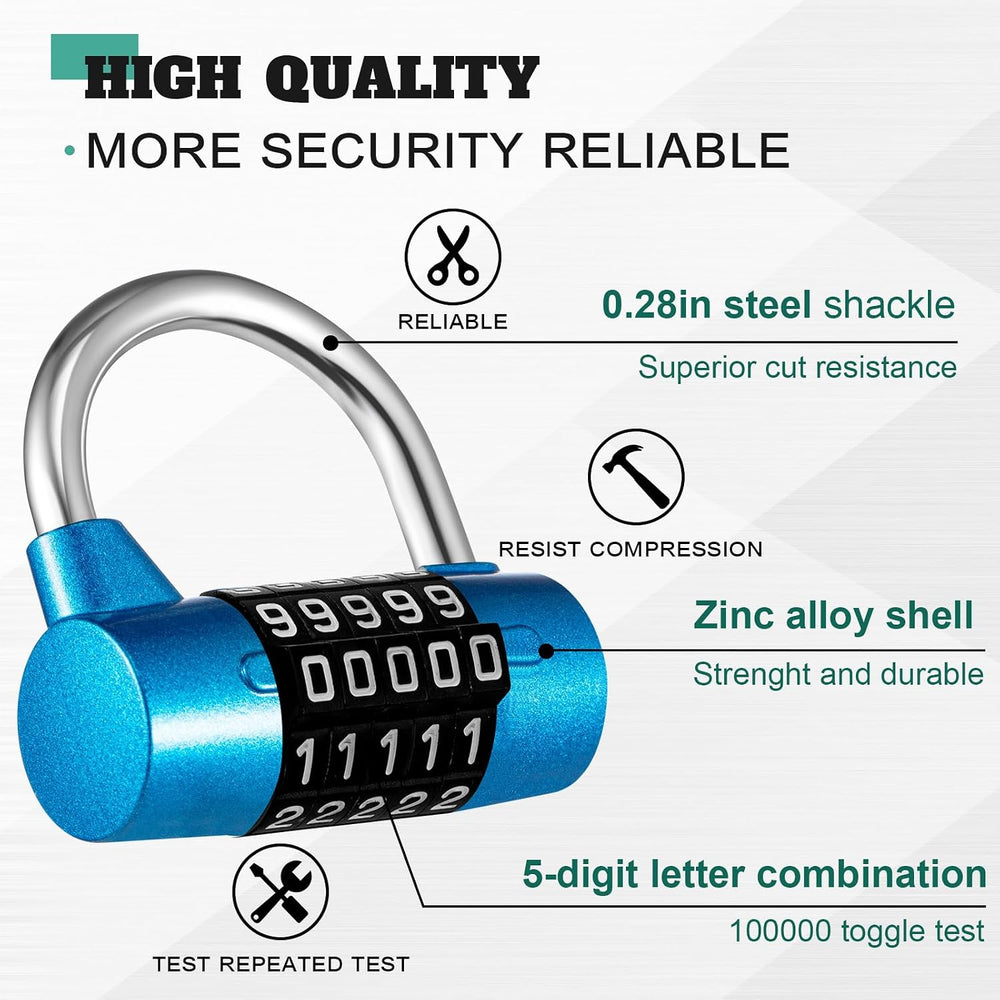 Shimeyao 8 Pcs 5 Combination Lock Metal 5 Digit Lock Heavy Duty Word Gym Lock...