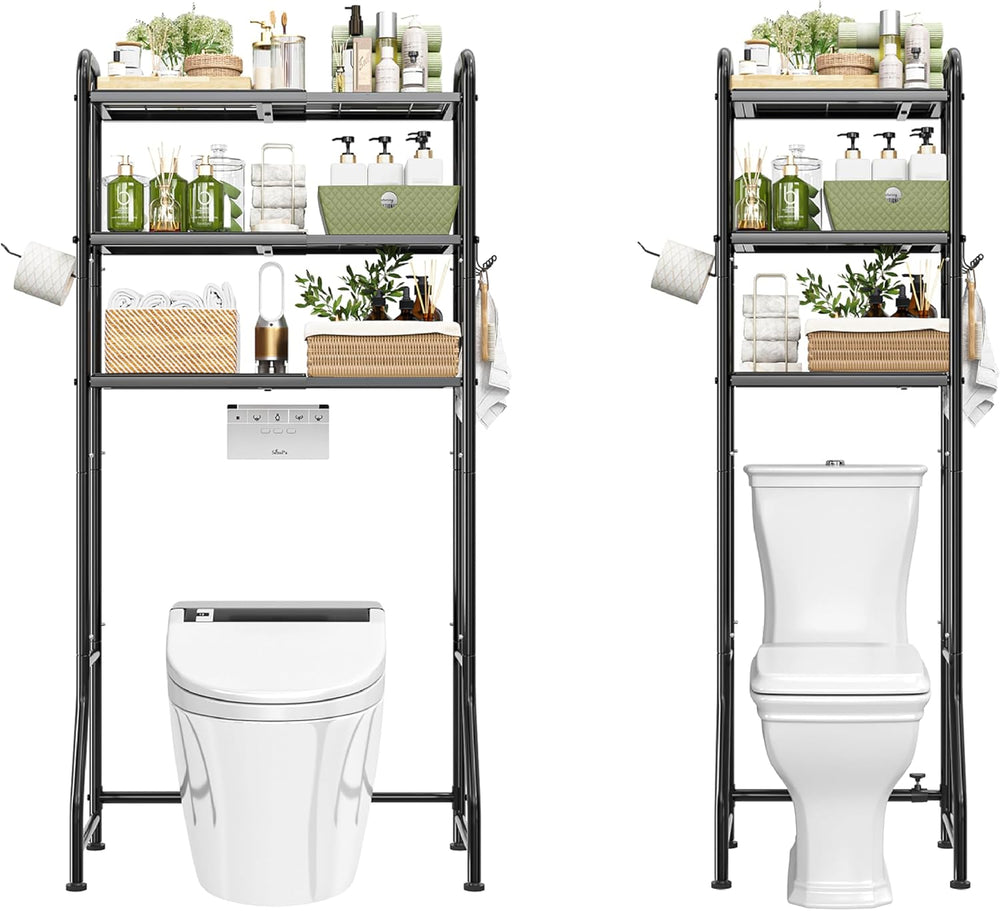 Simple Trending Expandable Over The Toilet Storage Rack, Metal 3 Tier Bathroo...