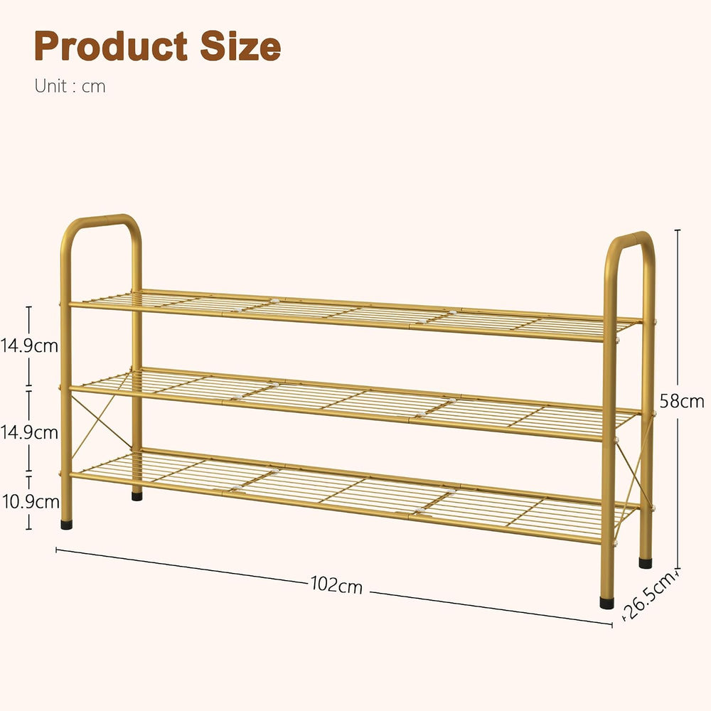 Hoctieon 3 Tier Mesh Style Shoe Rack, Entryway Shoe Shelf, Shoe Storage Organ...