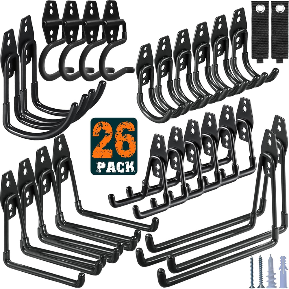 HUPBIPY 26 Pack Garage Hooks Heavy Duty Utility Steel with Anti-Slip Coating ...