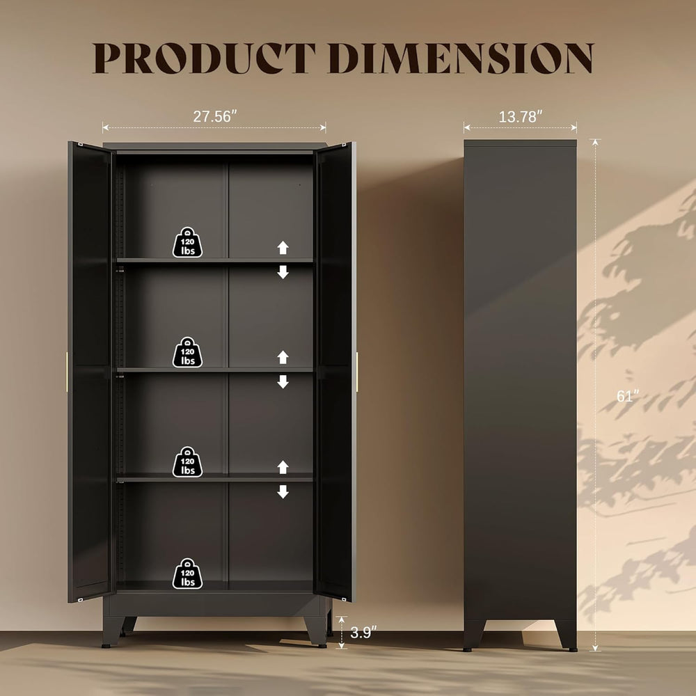 61"H Black Pantry Kitchen Cabinet with Doors,Black Storage Cabinets,Free...