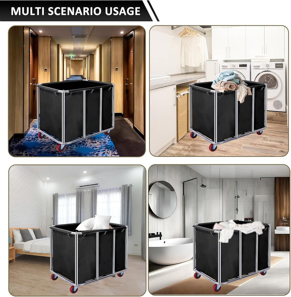 Commercial Laundry Cart with Wheels,Industrial Laundry Cart 400L