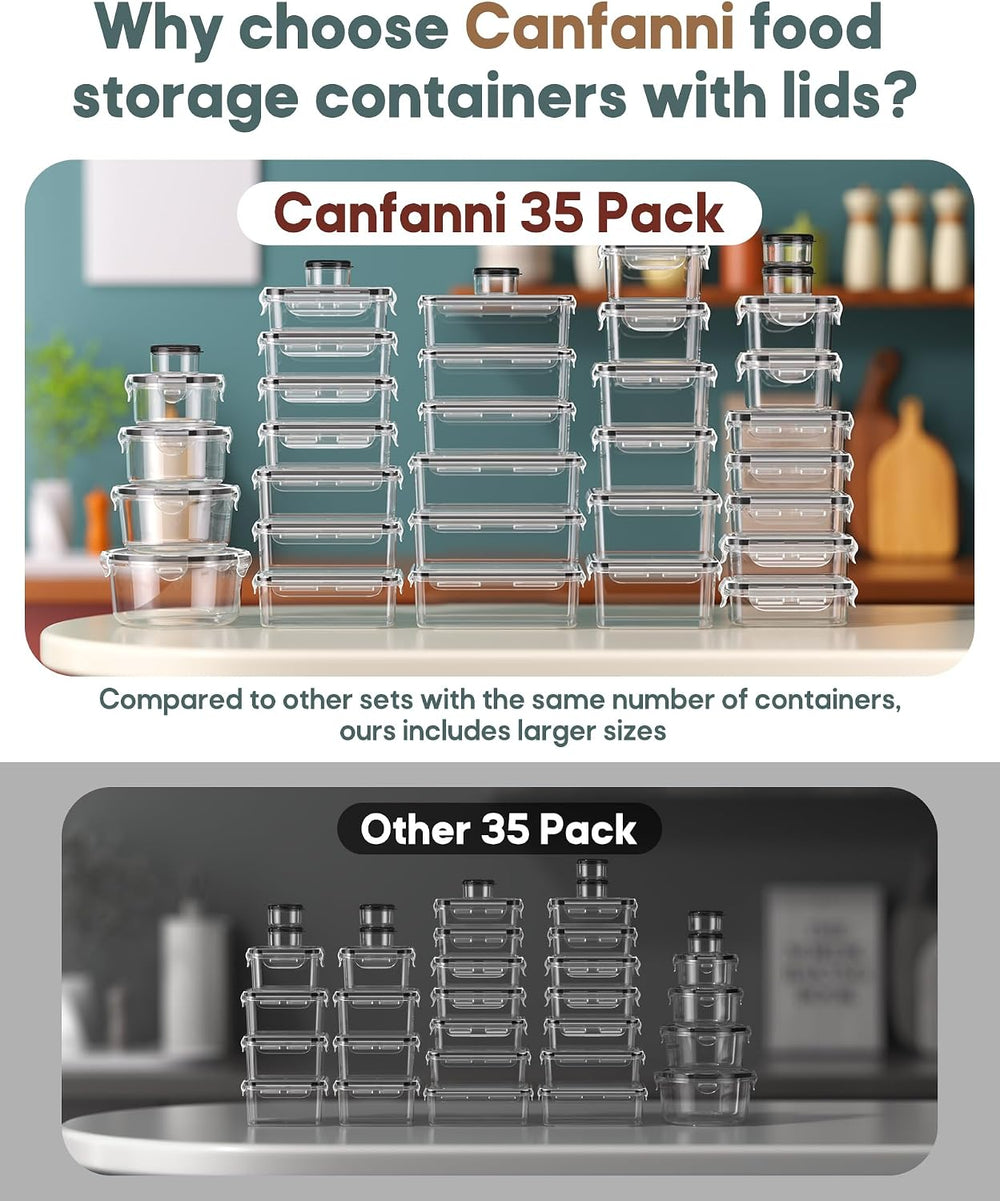 70 PCS Food Storage Containers with Lids Airtight, (35 Lids & 35 Containe...