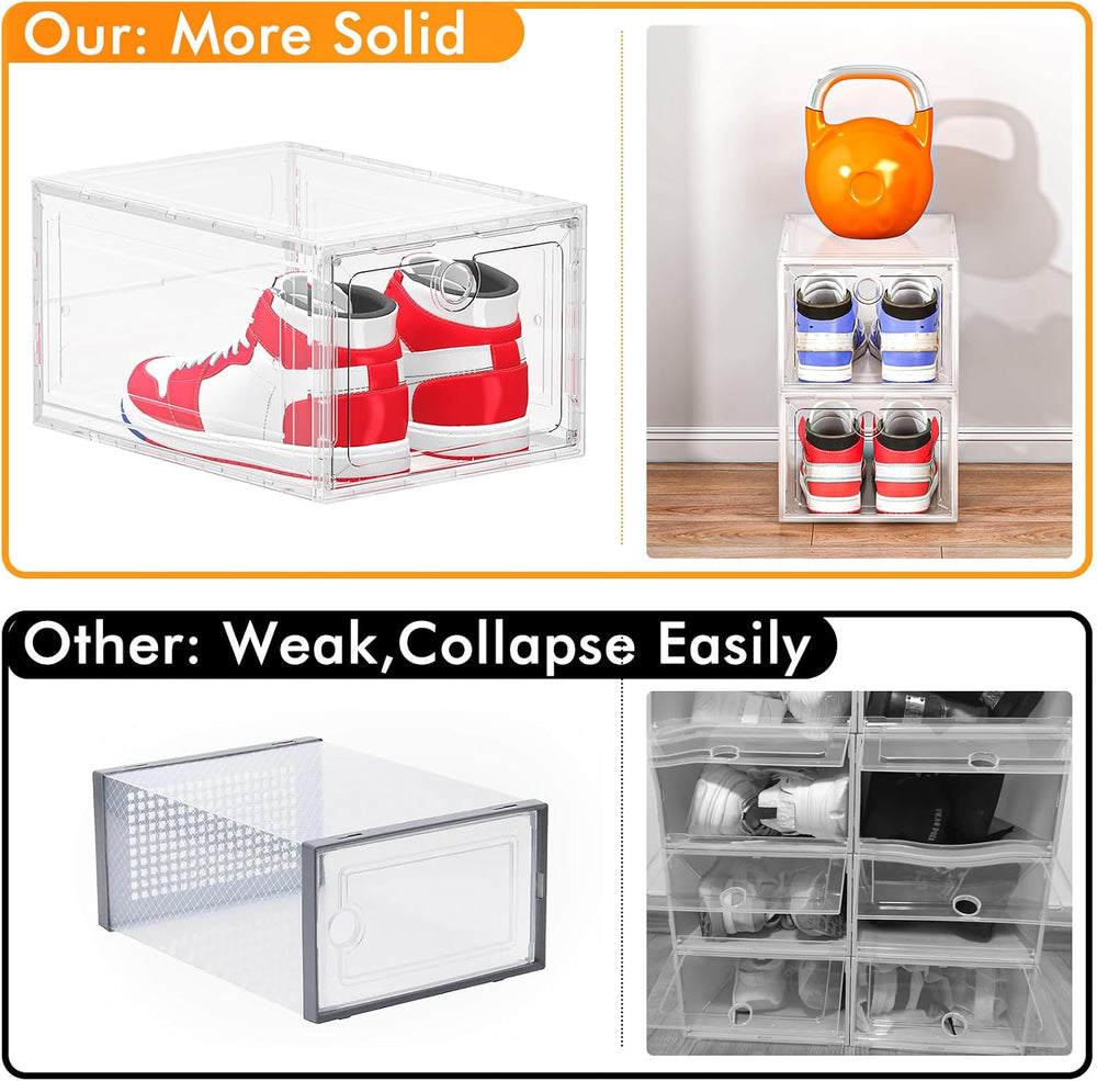 ARSTPEOE 12-Pack Shoe Storage Boxes Clear Magnetic Stackable