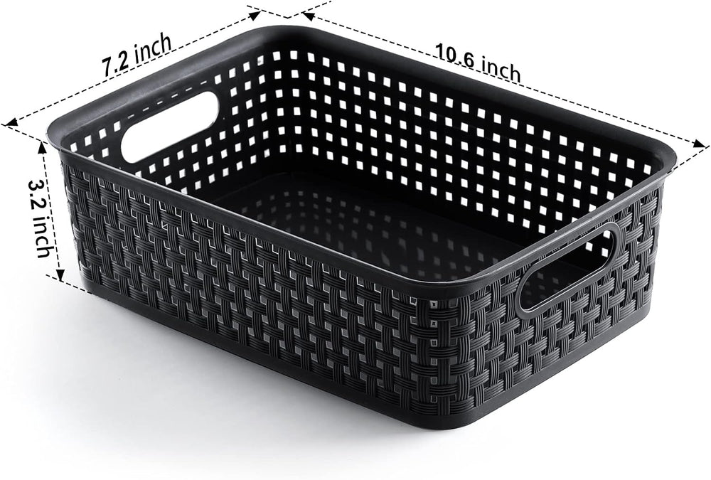 [ 12 Pack ] Plastic Storage Baskets, Small Pantry Organization and Storage Bi...