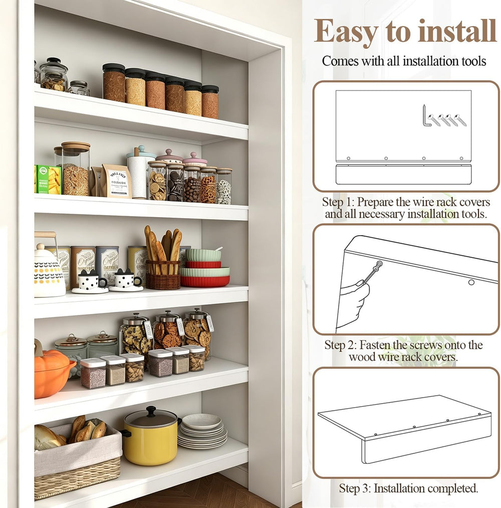 Wire Shelf Covers, Wire Rack Covers for Pantry 26"Wx12"D Wooden 5pc...