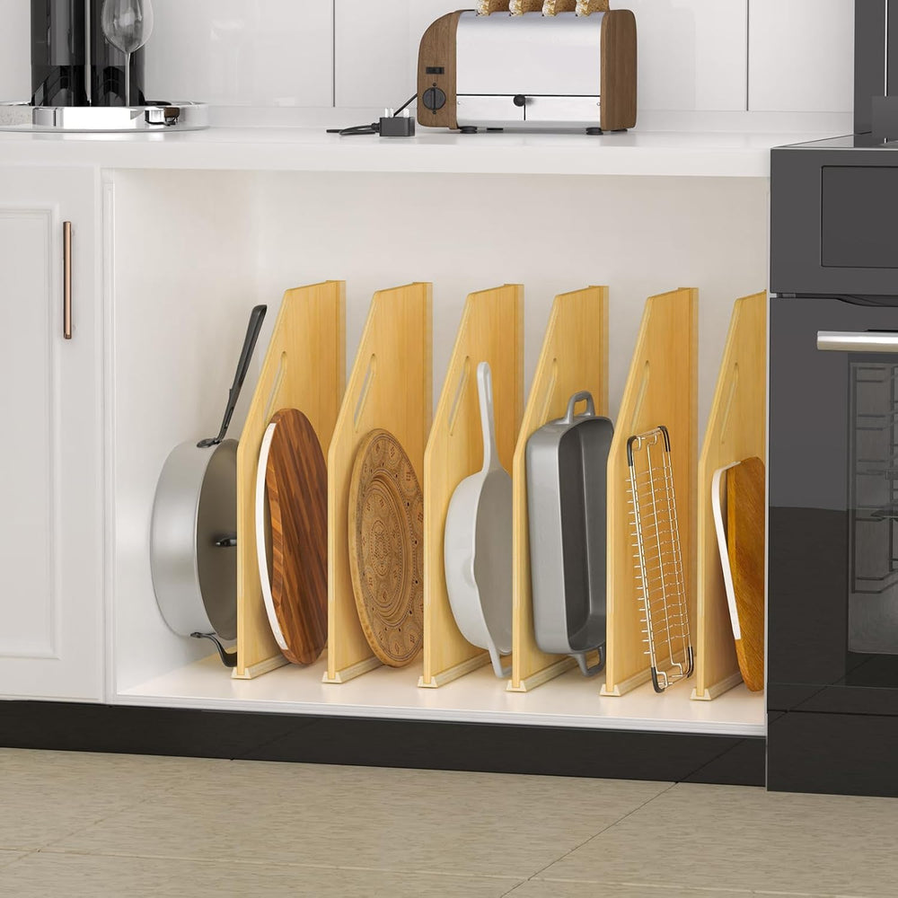 6 Pack Wood Tray Dividers Organizer For Kitchen Cabinet