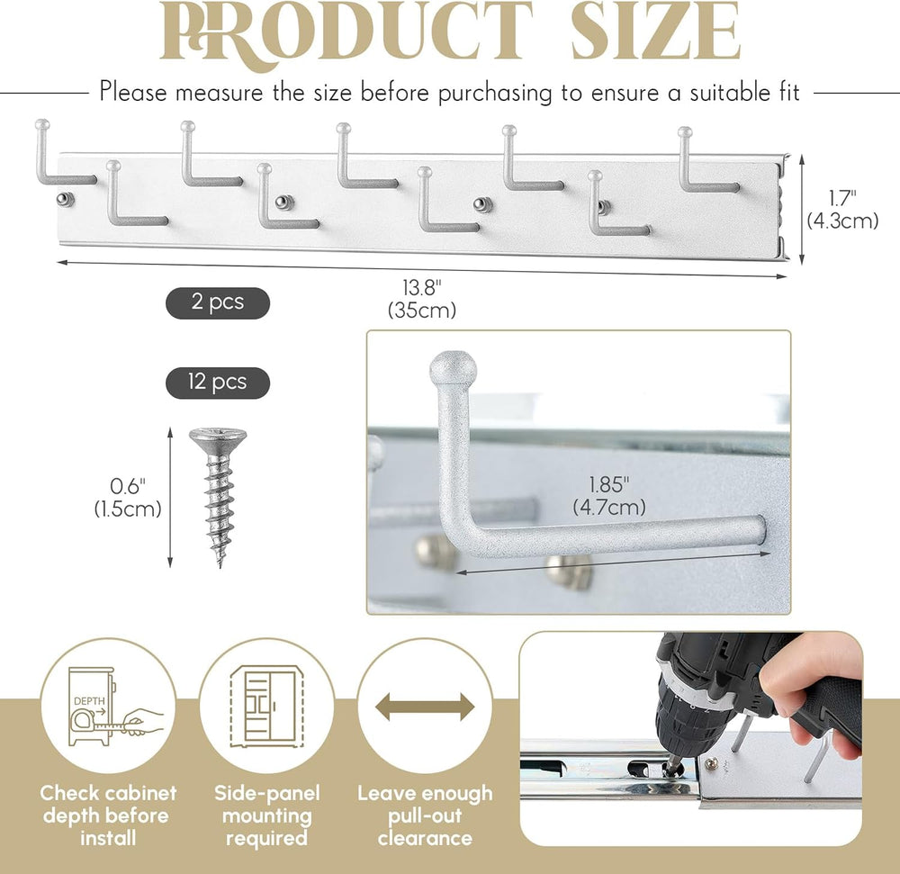 Blulu 2 Pcs 13.8'' Sliding Tie Rack Hangers for Closet, 9 Tie Each, S...