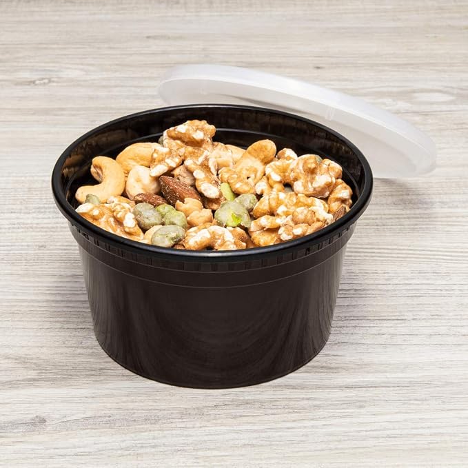 Karat [12oz - 240 ct Black PP Injection Molded Round Deli Containers
