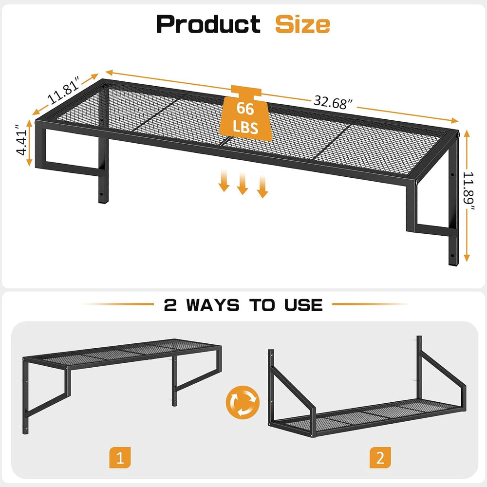 ThreeHio 3 Pack Garage Wall Shelving, Heavy Duty Garage Shelves Wall Mount, H...