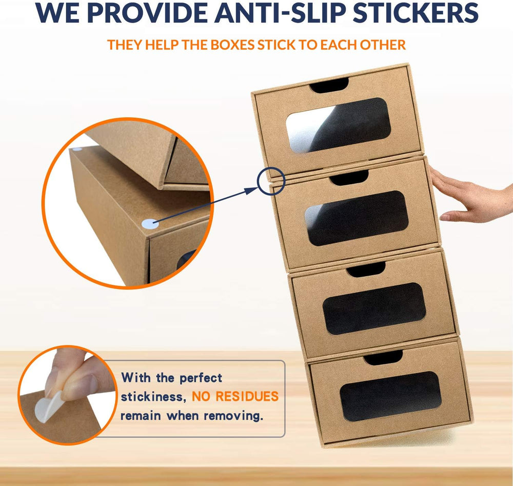 Cardboard Shoe Storage Boxes, 12 Pack, Foldable Stackable Drawer Organizers w...