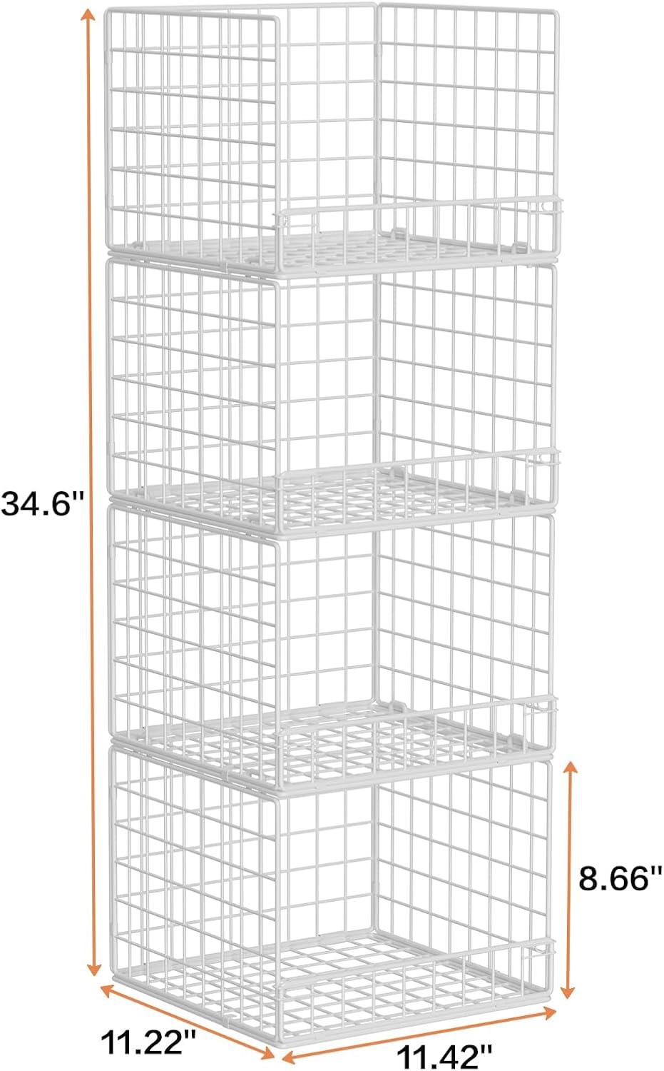 4-Tier Stackable Closet Organizers and Storage Baskets, Closet Shelf Organize...