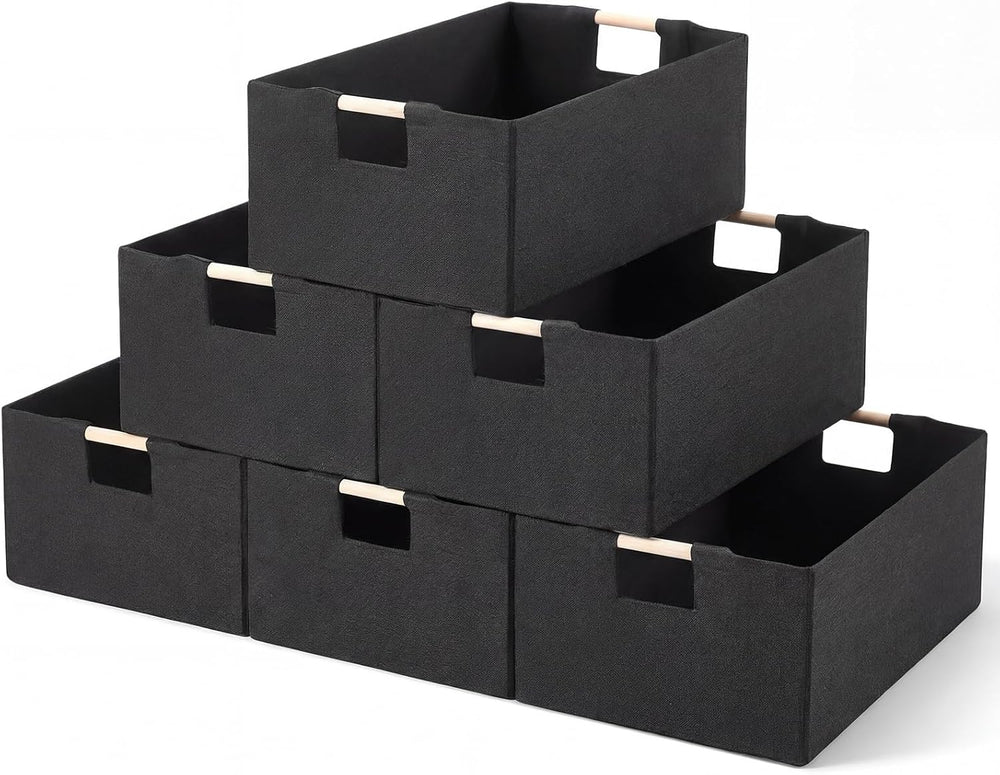 Cinnvoice 6 Pack Fabric Storage Bins for Closet Shelves, 15 x 10.6 x 6 Inch
