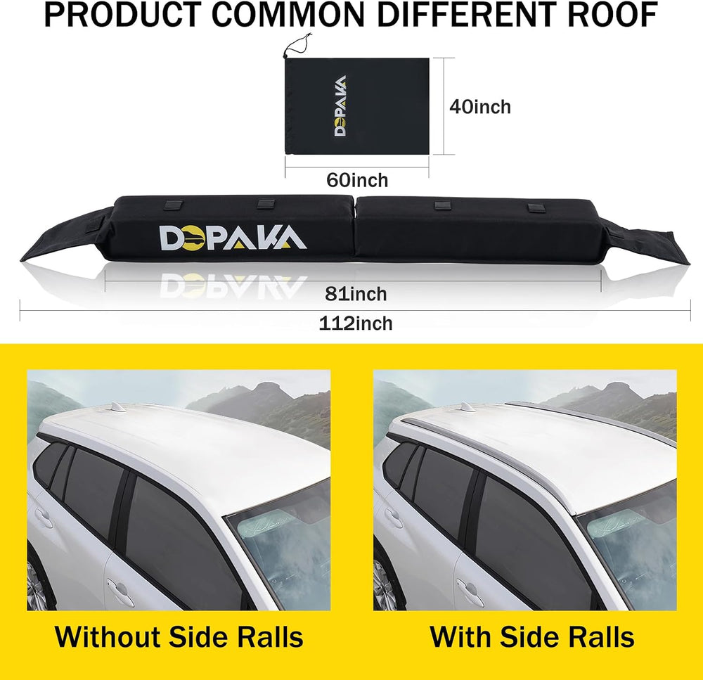 Kayak Roof Racks,Soft Roof Rack Pads,Universal Car Roof Rack for Surfboard/Sk...