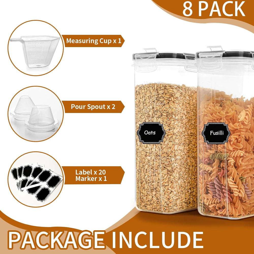 Cereal Containers Storage Set (4L / 135.2oz), 8PCS Airtight Food Storage Cont...