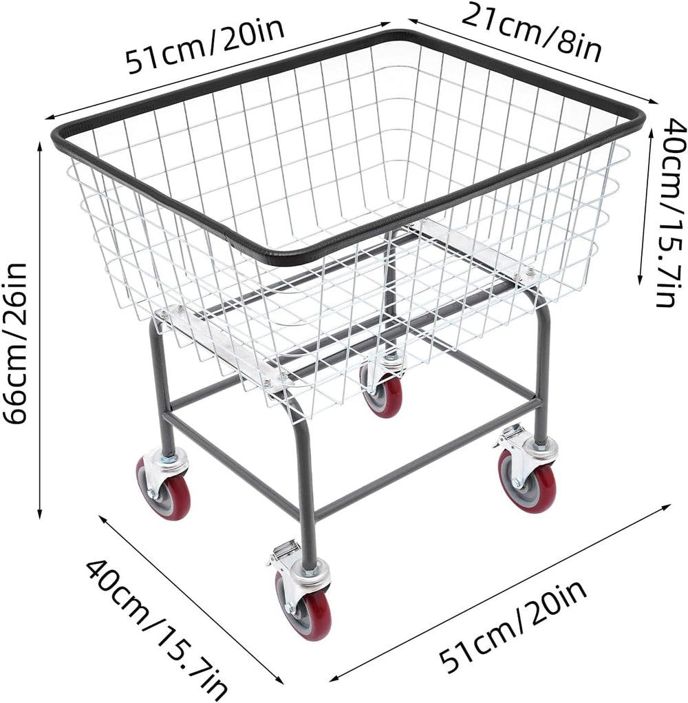 4.5 Bushel Steel Wire Laundry Cart, Commercial Wire Laundry Basket with Wheel...