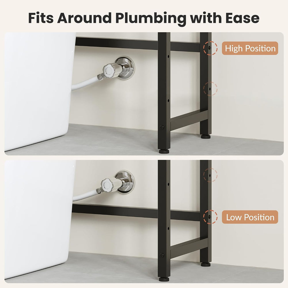 Over The Toilet Storage Shelf, 4-Tier Bathroom Organizer with Basket & Ho...