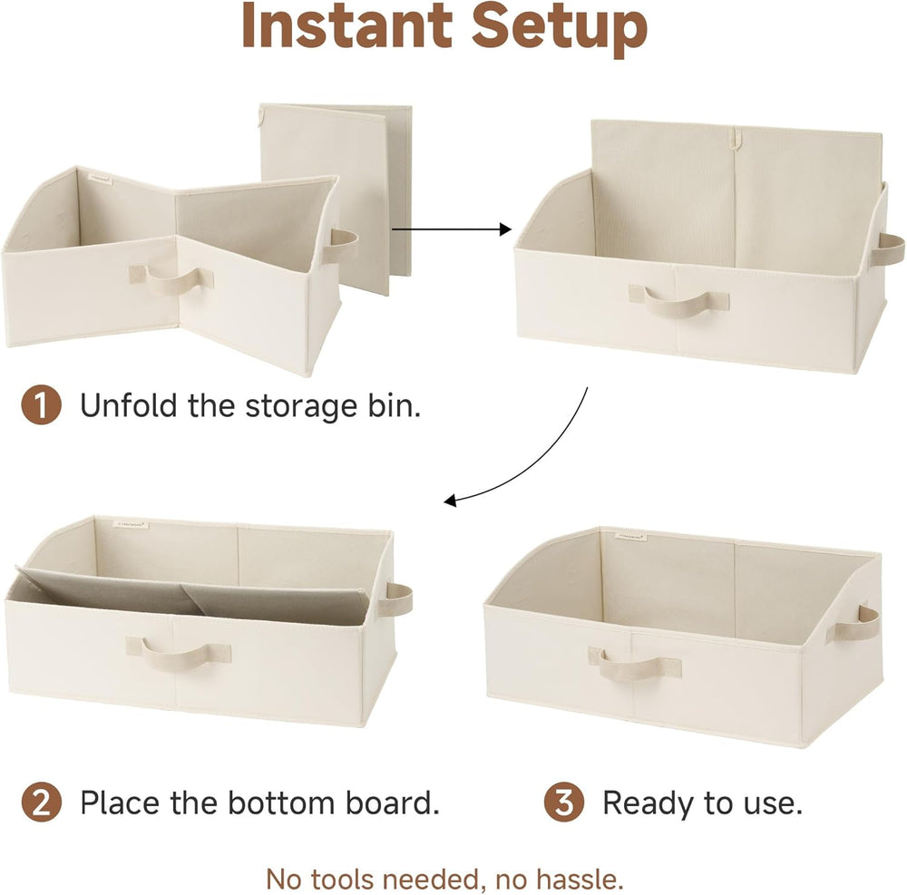 StorageWorks Trapezoid Storage Bins, Beige (Cottlyn Fabric), Large, 3-Pack