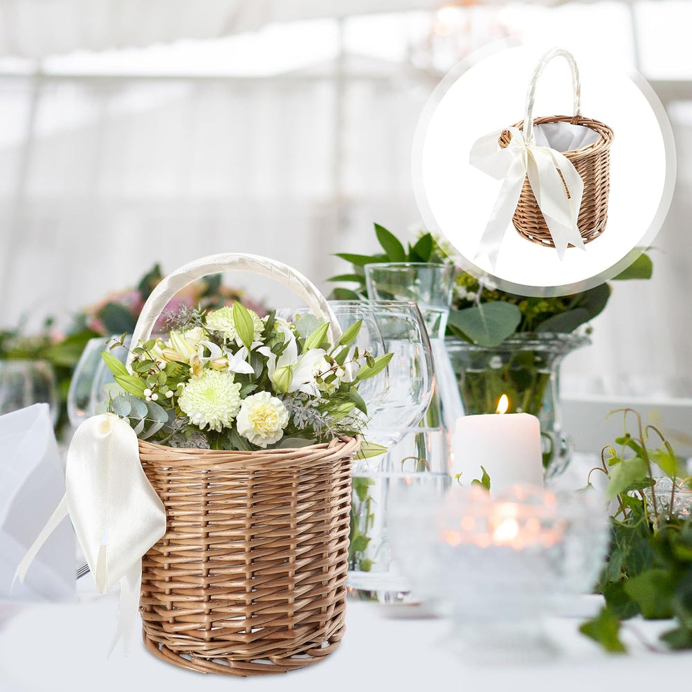 Angoily Handwoven Wicker Wine Basket with Liner Portable Picnic Basket Woven ...