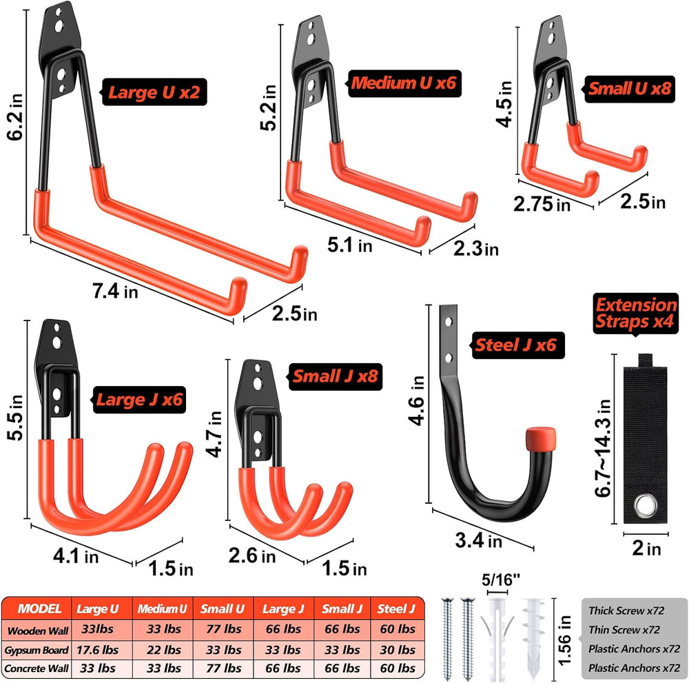 40-Pack Heavy Duty Garage Hooks for Storage & Hanging Items