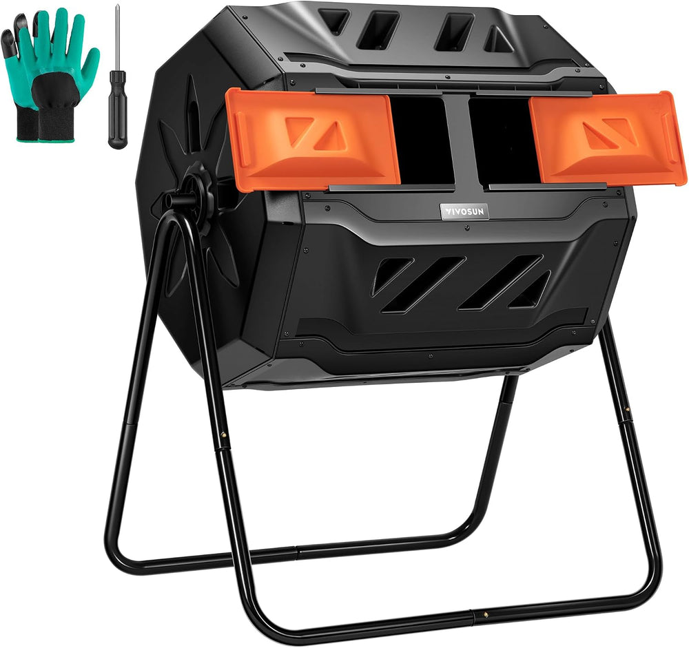 VIVOSUN Outdoor Tumbling Composter Dual Rotating Batch Compost Bin, 43 Gallon