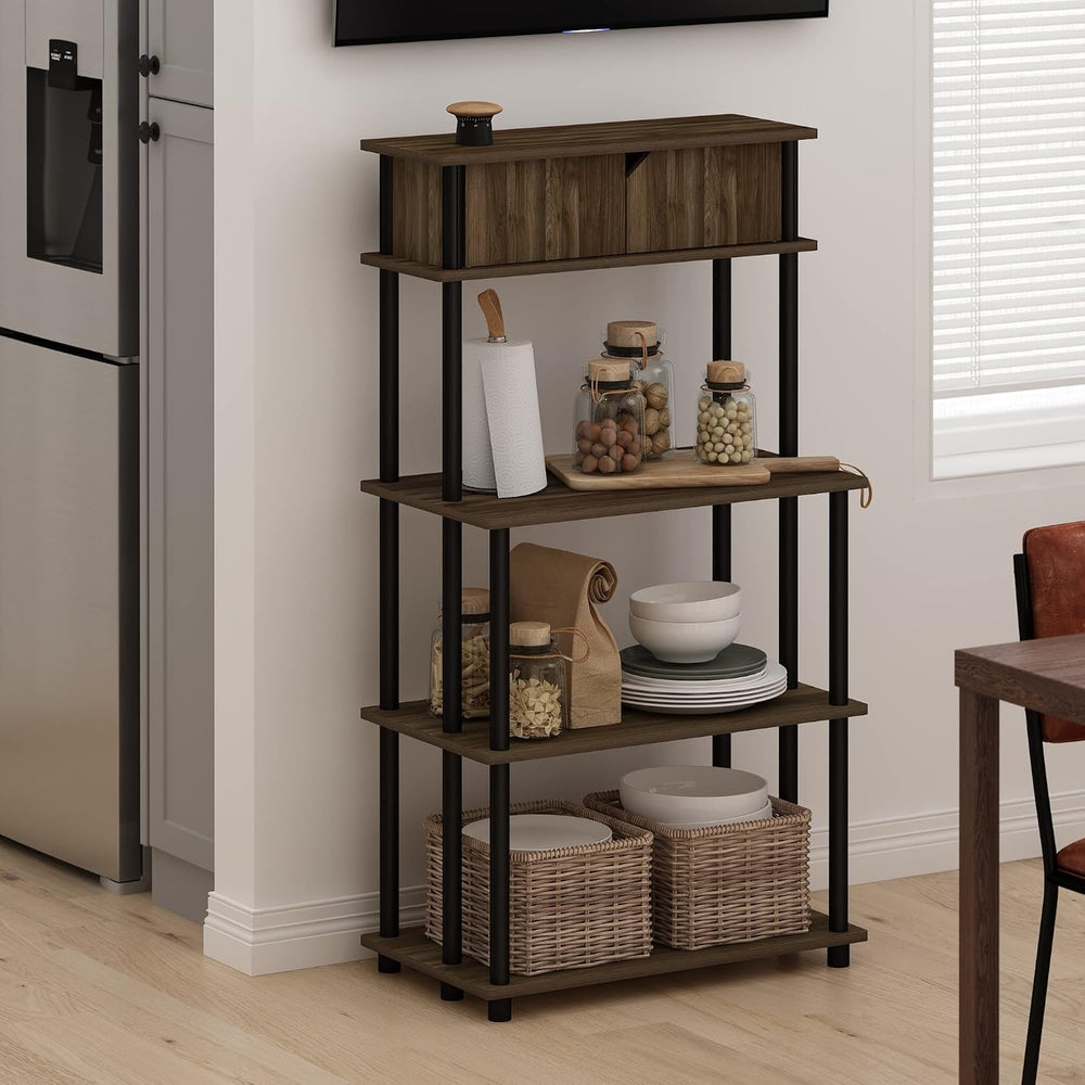 Furinno Turn-N-Tube Kitchen Storage Shelf with Top Cabinet for Kitchen, Dinin...
