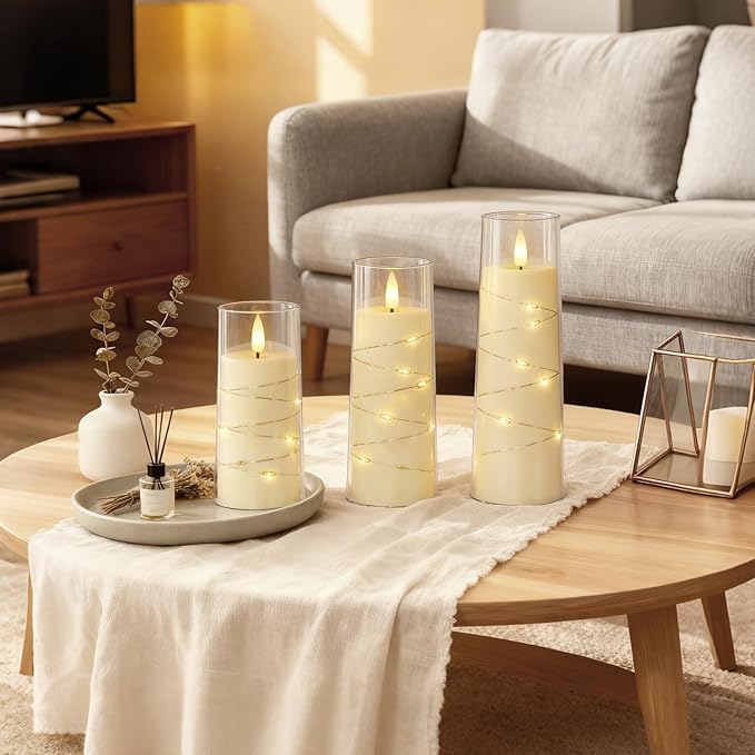 Raycare Flameless Candle with Remote Timer, 7 Flickering Acrylic Battery Oper...