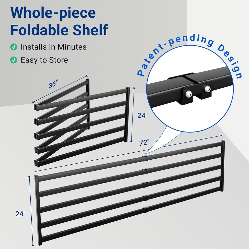 FLEXIMOUNTS 2-Pack 2x6ft Garage Wall Shelving with 8 Hooks, 1200lbs, Black