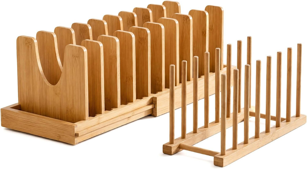 Expandable Bamboo Lid Rack & Drainer