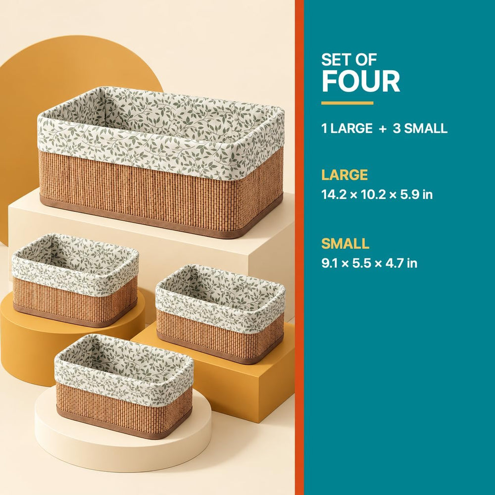 4-Piece Wicker Storage Baskets for Organizing