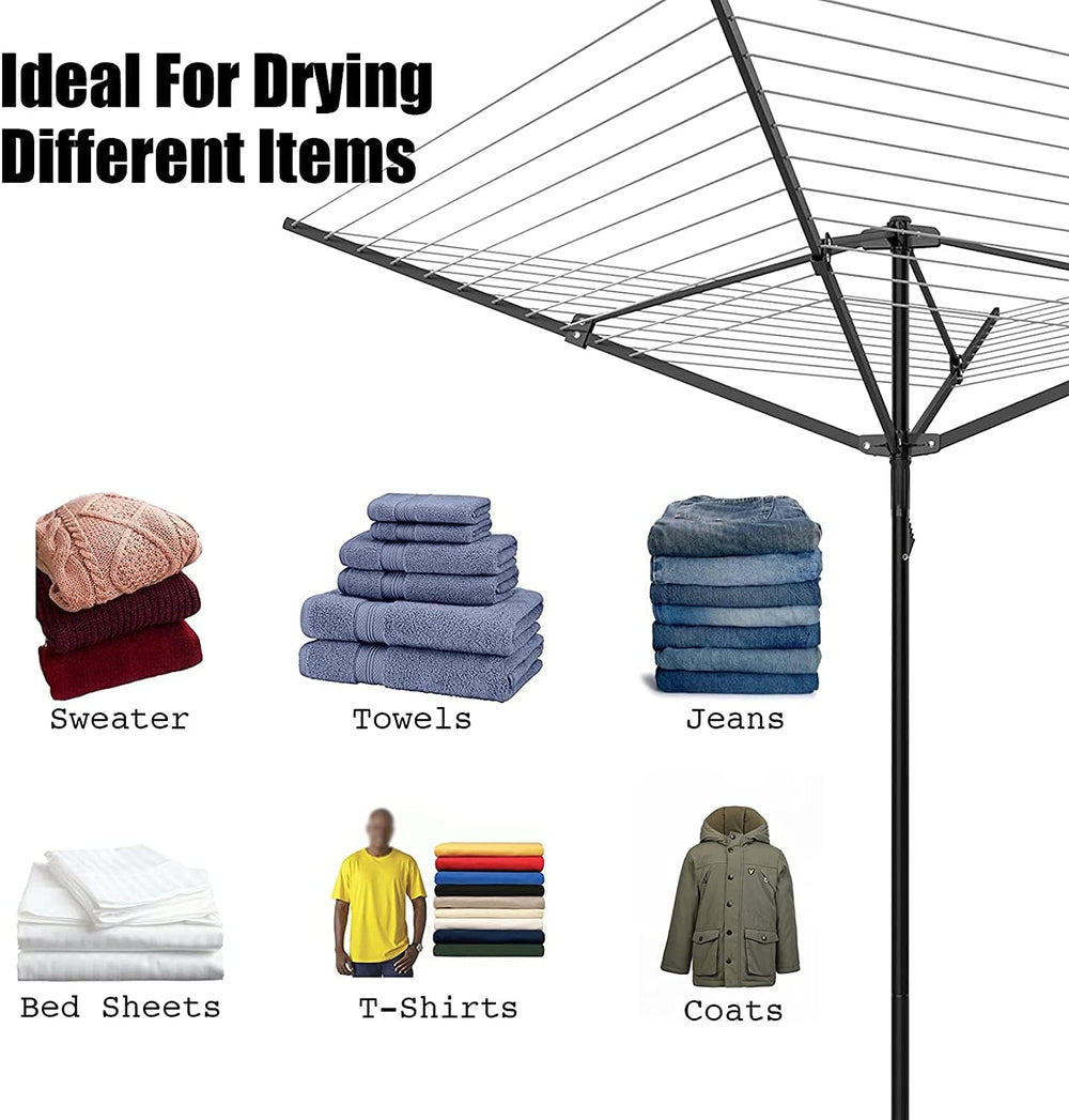 Nisorpa Outdoor Umbrella Drying Rack,12 Lines with 165 Feet Umbrella Clothesl...