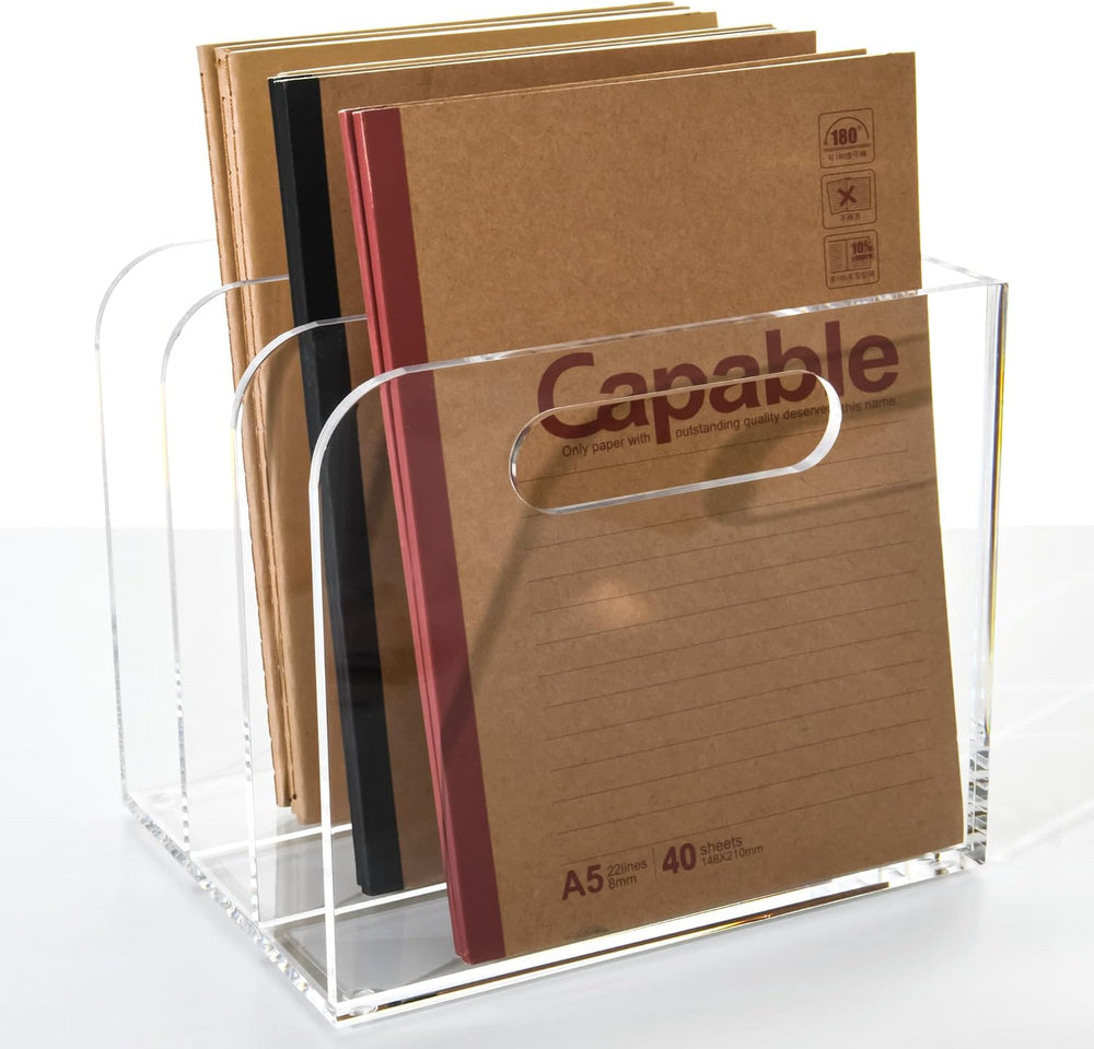 Clear Acrylic Organizers - 3 Vertical Compartments Acrylic Folder Organizer &...