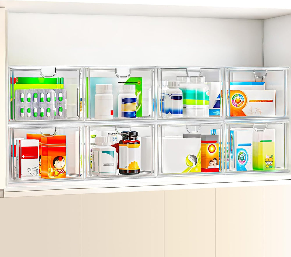 caktraie 6-Pack Stackable Acrylic Storage Drawers, Small