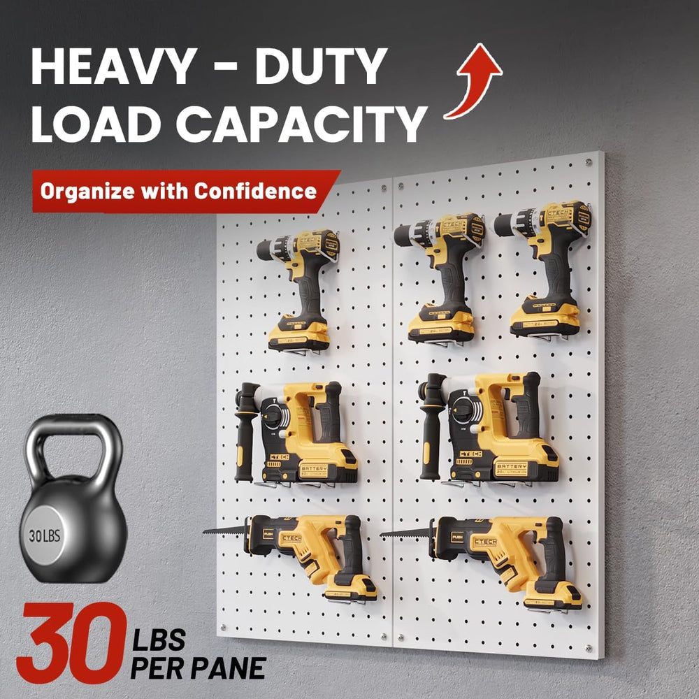 Metal Pegboard Tool Organizer, 12 x 24 in, 30 lb Capacity, 4 Pack