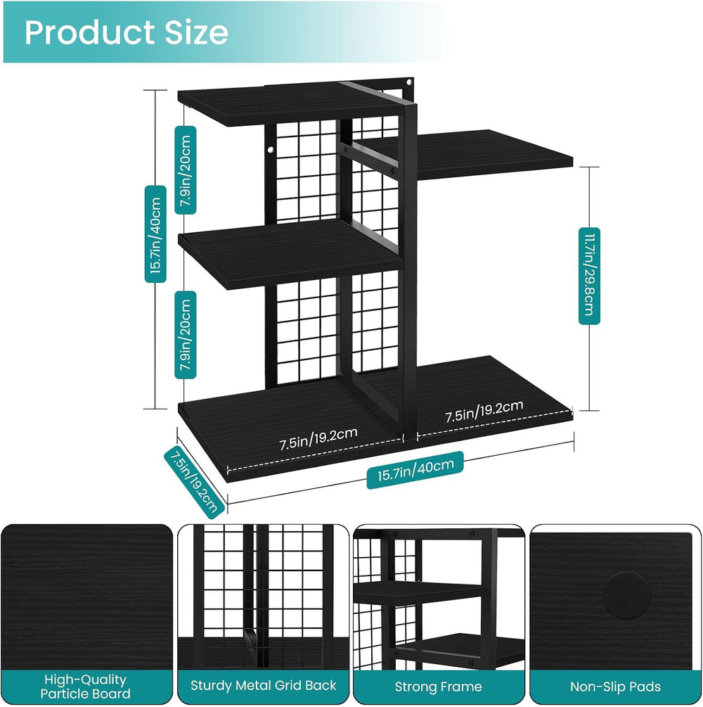 Desktop Bookshelf, 4 Tier Wood Desk Organizer Shelf, Tabletop Storage Shelf R...