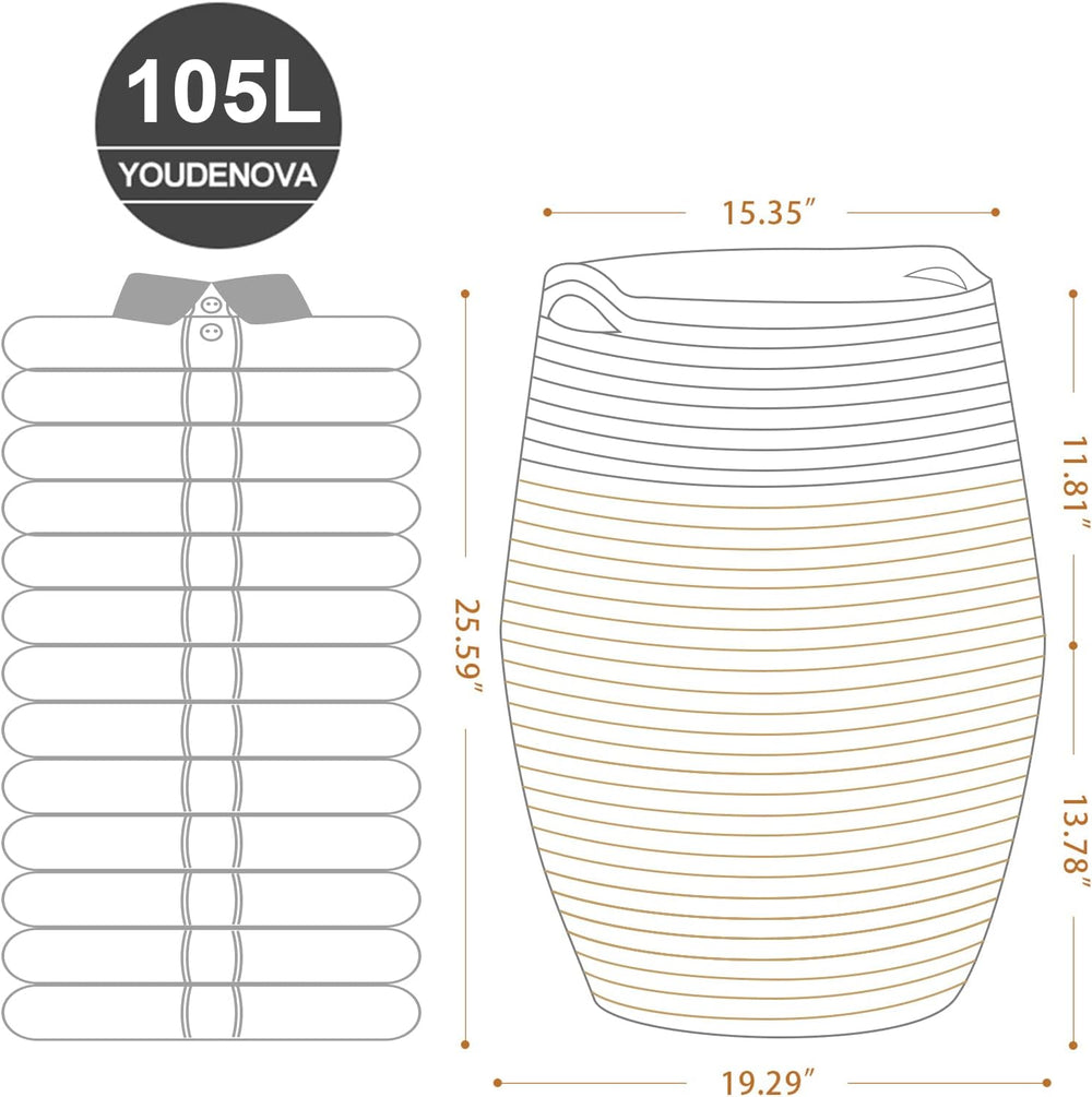 Extra Large Cotton Rope Laundry Hamper Basket, 105L Blanket Basket