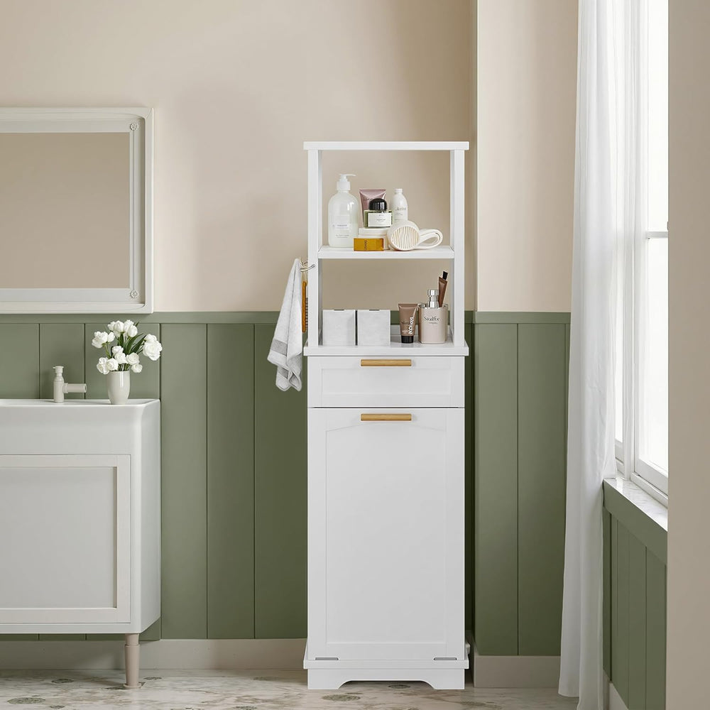VECELO 53" Tilt Out Laundry Hamper, Tall Bathroom Cabinet with Hidden Re...