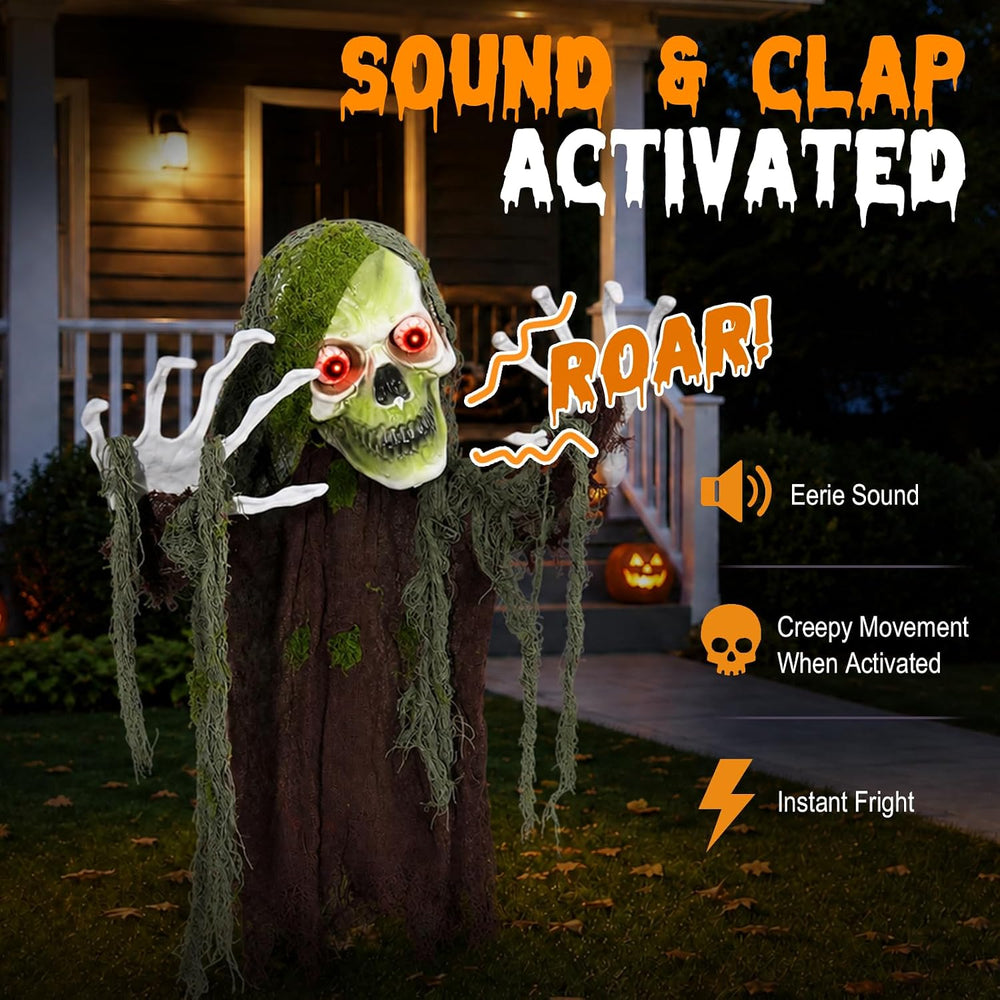 Halloween Decoration Outdoor Animatronic Zombie Groundbreaker, Halloween Skel...