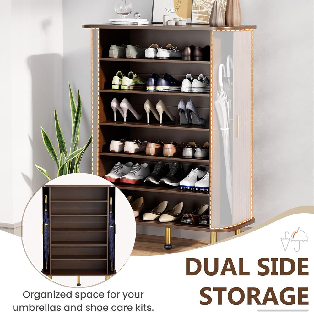 YOLENY Shoe Storage Cabinet with Sliding Doors, 6-Tier Entryway Shoe Rack