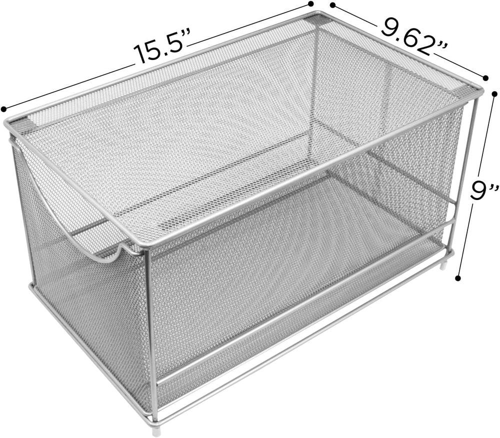 Sorbus Under Sink Organizer, Pull-Out Mesh Drawer (1 Drawer, Silver)