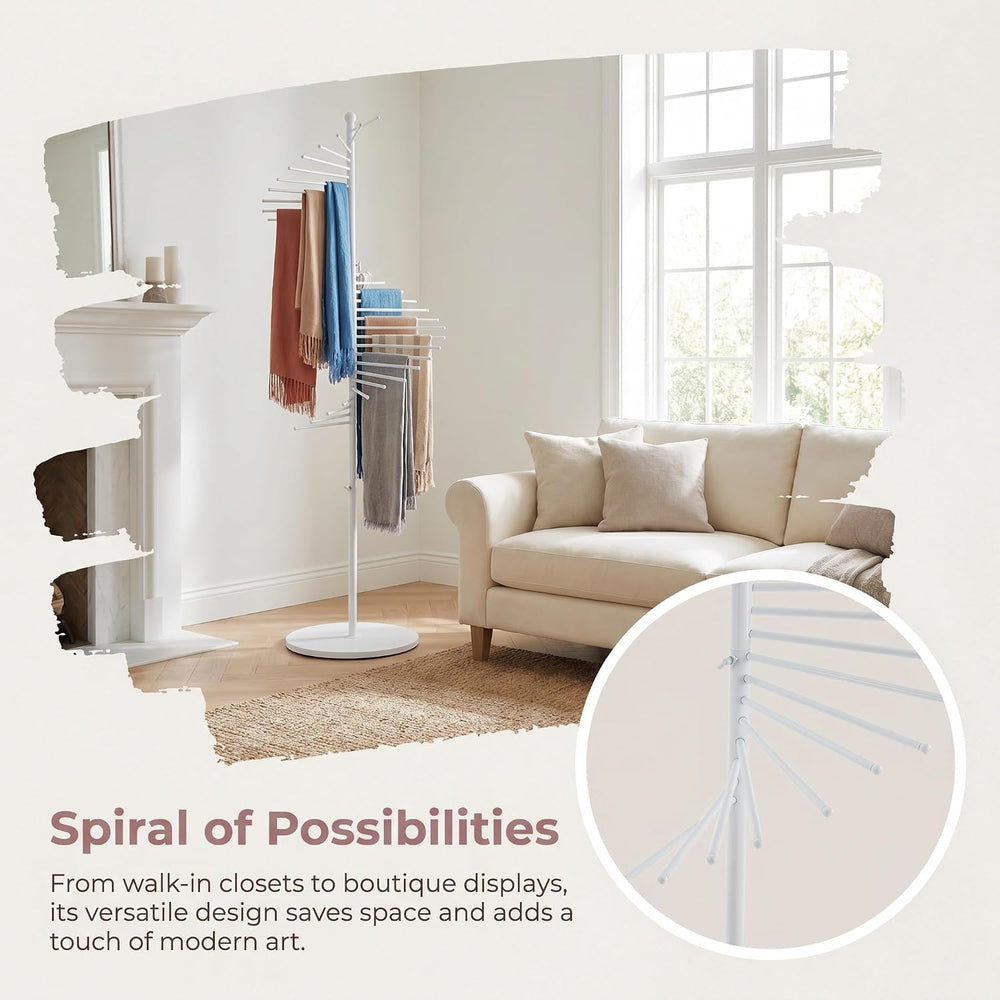 67" Freestanding Spiral Scarf Organizer - 30 Rods Metal Holder, Space Sa...