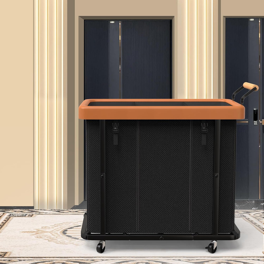Laundry Hamper 3 Section with Lid,230L Rolling Dirty Clothes Hamper Black