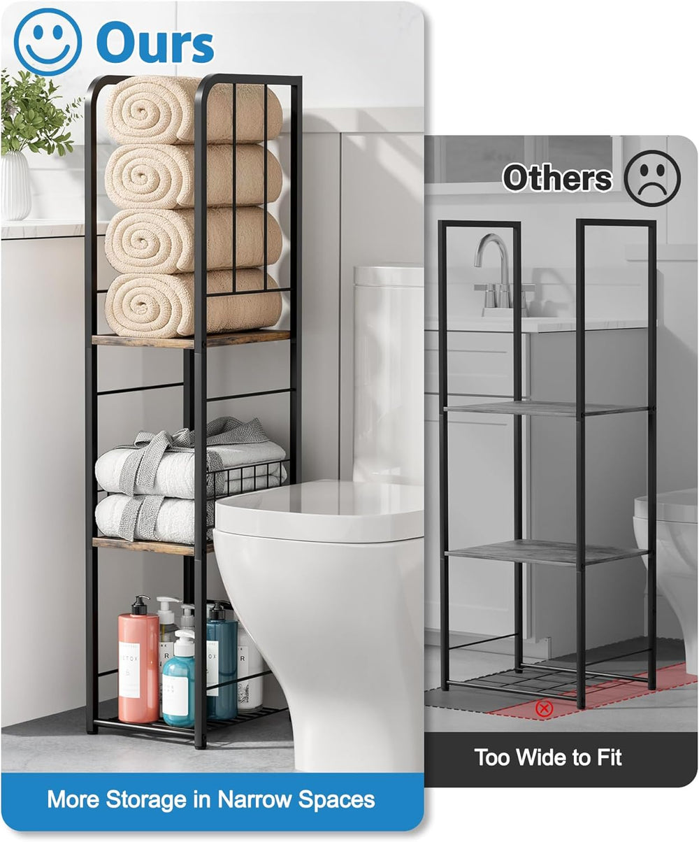 KIMBORA Narrow Towel Storage for Bathroom, 3-Tier Free Standing Bathroom Towe...