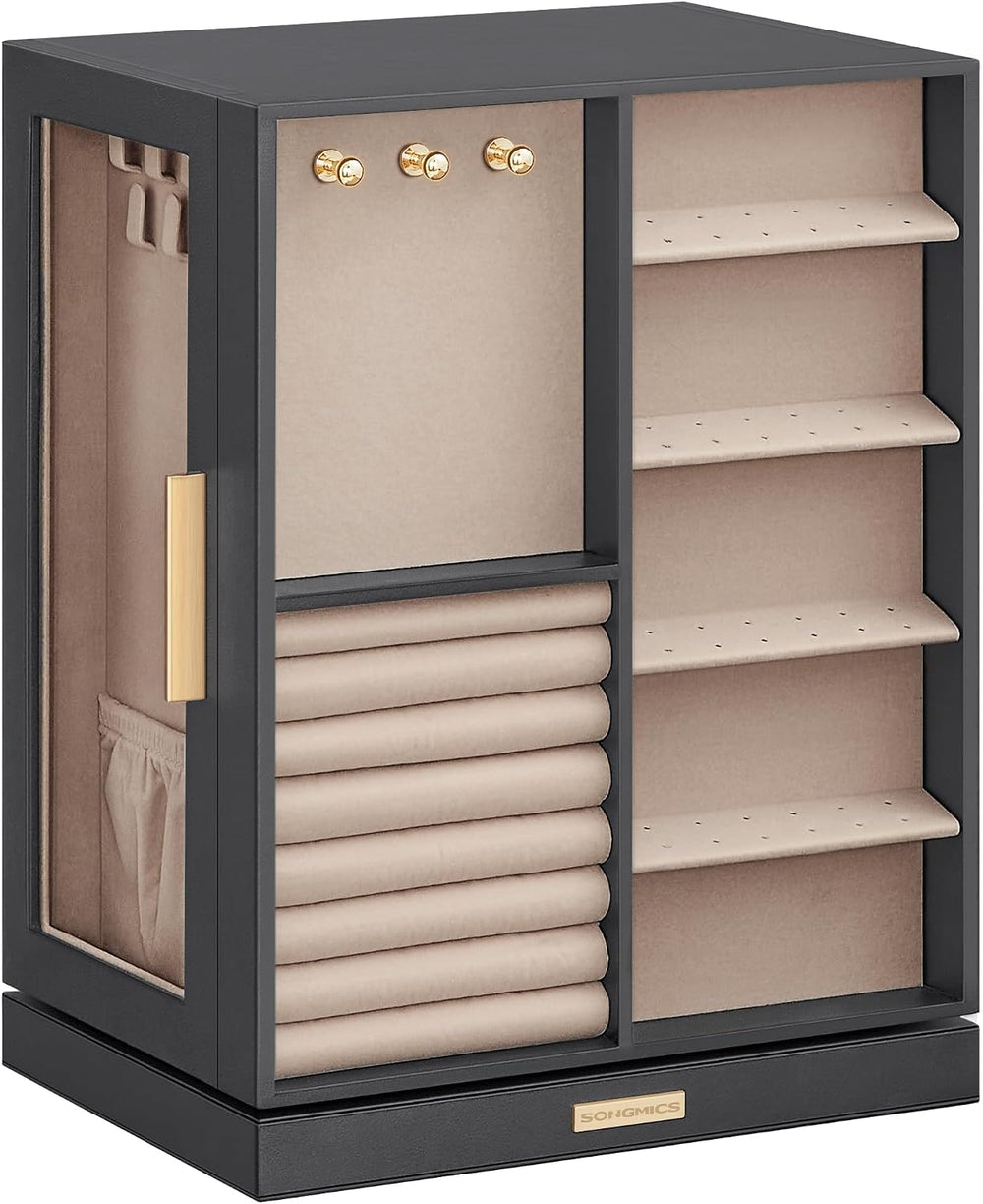 SONGMICS Jewelry Box Organizer, 360° Rotating, 5 Drawers, Slate Gray