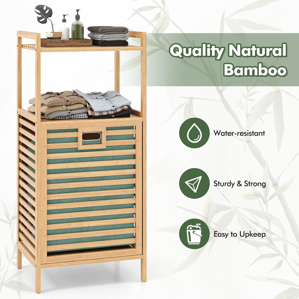 Giantex Bamboo Tilt-Out Laundry Hamper with Foldable & Removable Basket
