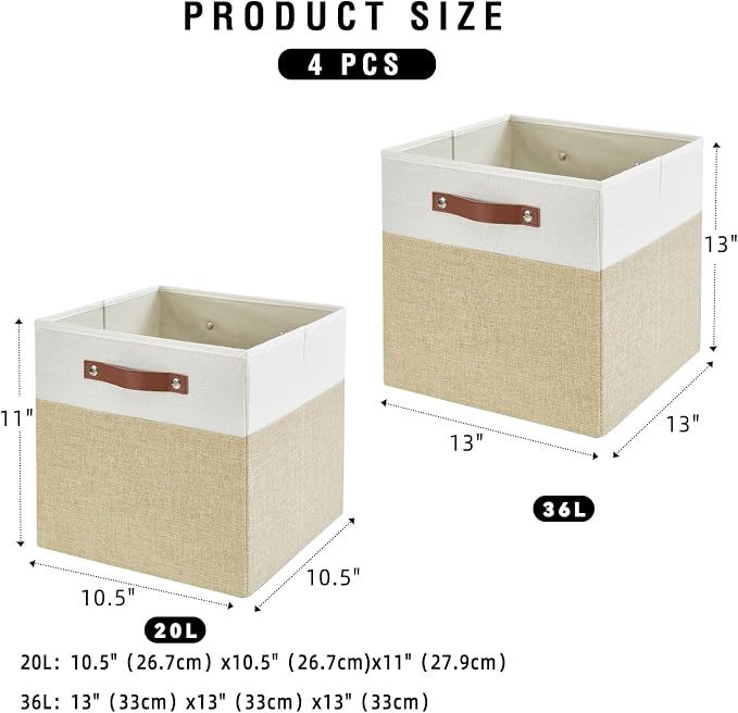Collapsible Fabric Storage Cube Bins (4 Pack)