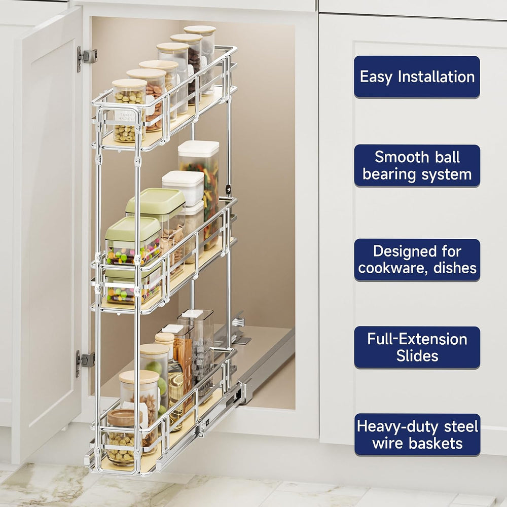 5" W x 20.5" D 3-Tier Pull Out Spice Rack Organizer for 6" Cab...
