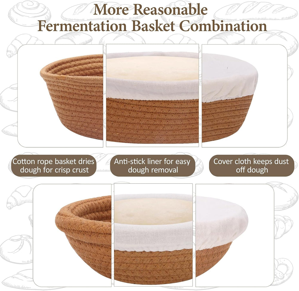 5 Inch Cotton Banneton Proofing Basket Set of 6, Mini Sourdough Bread Baking ...